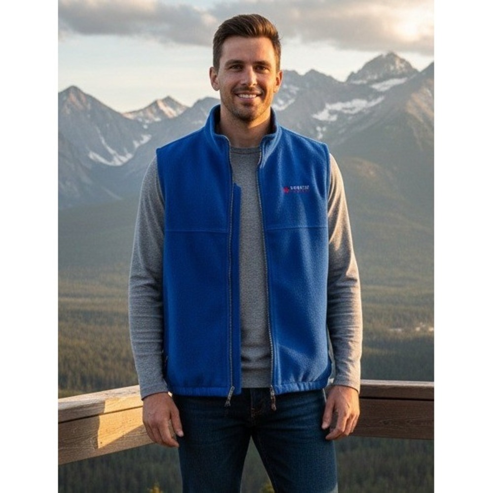 Vintage Caribou Fernie Canada Royal Blue‎ Vest Full Zip Fleece Winter Men's XL?
